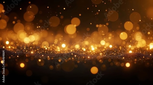 background of abstract glitter lights. gold and black. de focused. banner