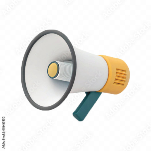 3D Rendering Megaphone isolated on white background.