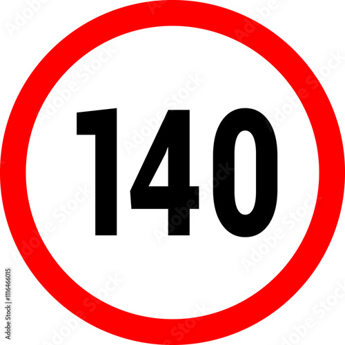 Speed limit icon. Set of red road signs of 10-200 kmh. Circle standard road sign number photo