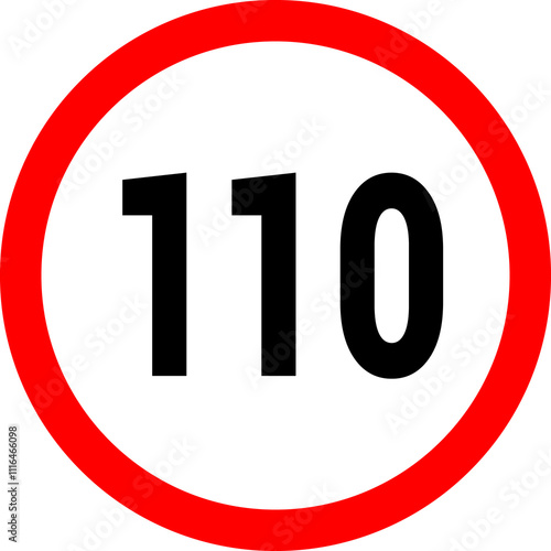 Speed limit icon. Set of red road signs of 10-200 kmh. Circle standard road sign number