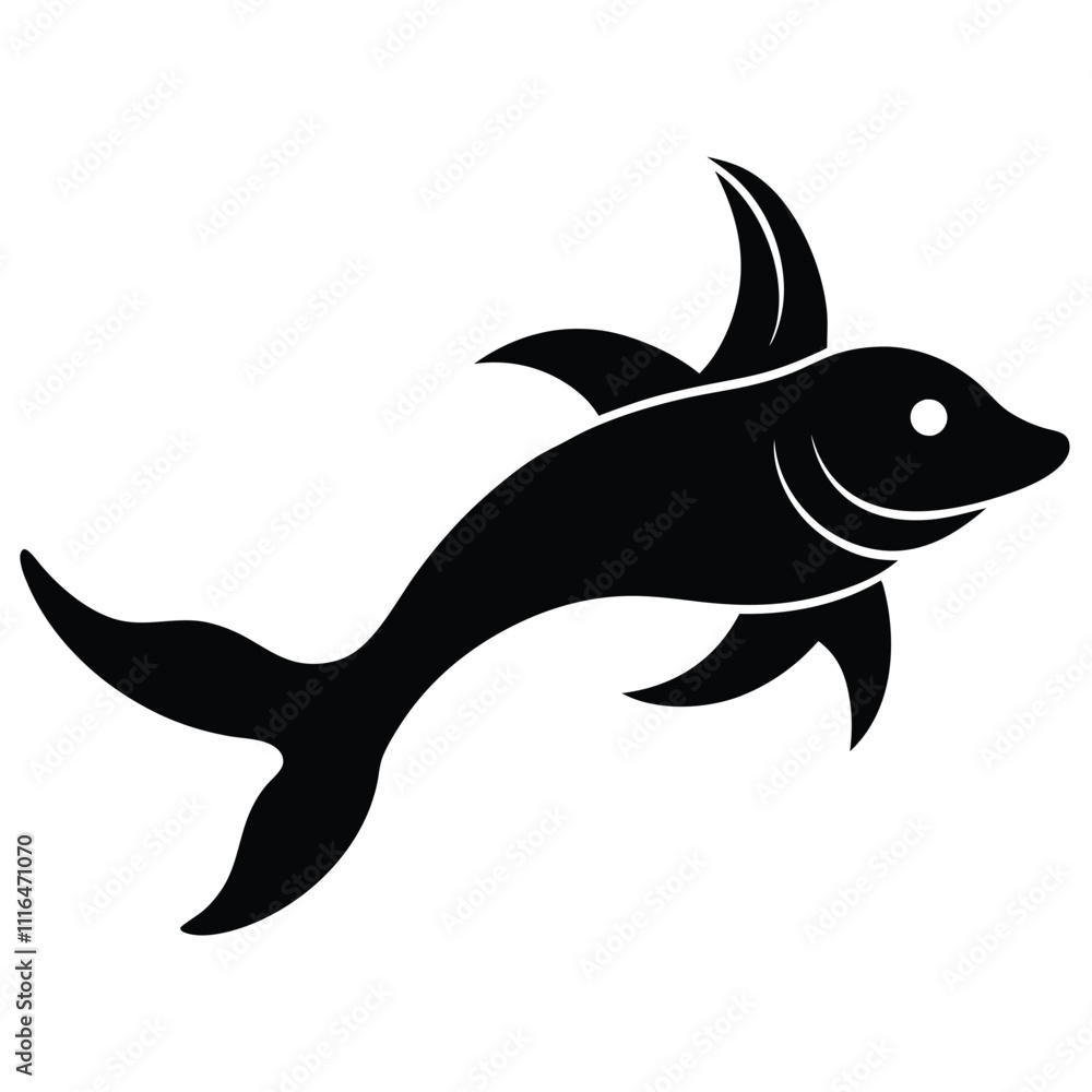 Fototapeta premium Vector silhouette style, featuring a Sea Creature