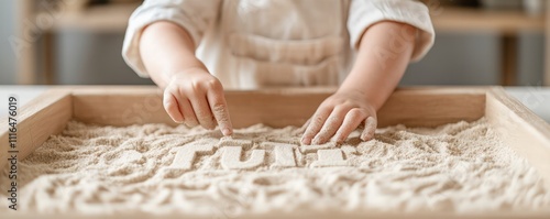 Montessori education method sand play activity in a classroom