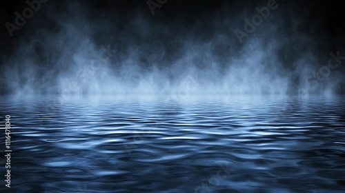 Wallpaper Mural A serene scene of calm water reflecting mist in a dark environment, creating a tranquil and mysterious atmosphere. Torontodigital.ca