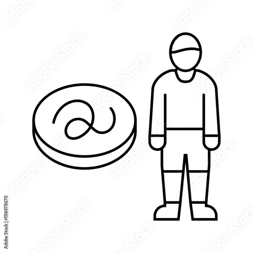 kid boy helminth worm line icon vector. kid boy helminth worm sign. isolated contour symbol black illustration