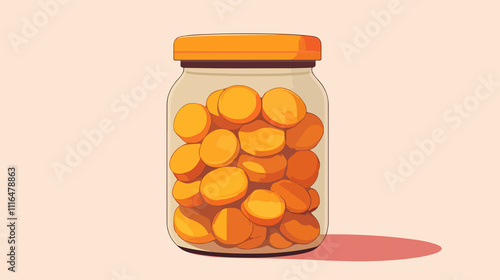 Illustration of a Jar filled with Amber Contents for Design Projects photo