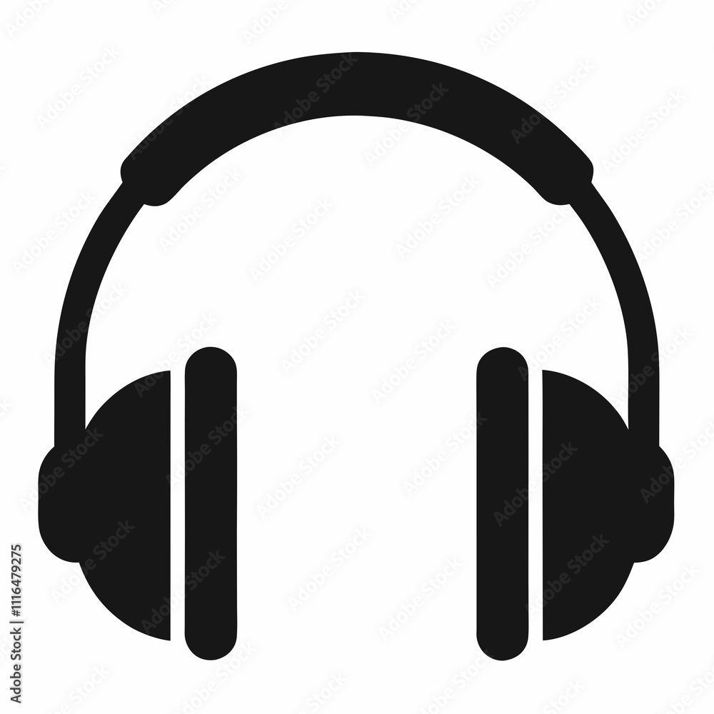 Black Silhouette Headphones Vector Art Black Silhouette Headphones Vector Art