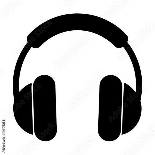 Black Silhouette Headphones Vector Art