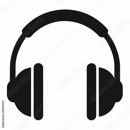 Black Silhouette Headphones Vector Art