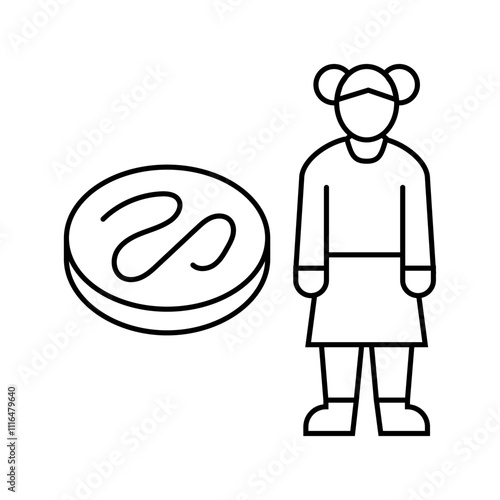 kid girl helminth worm line icon vector. kid girl helminth worm sign. isolated contour symbol black illustration