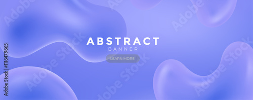 Blue wave web banner, Modern template for background, Blue banner, Blue gradient banner, Liquid web banner