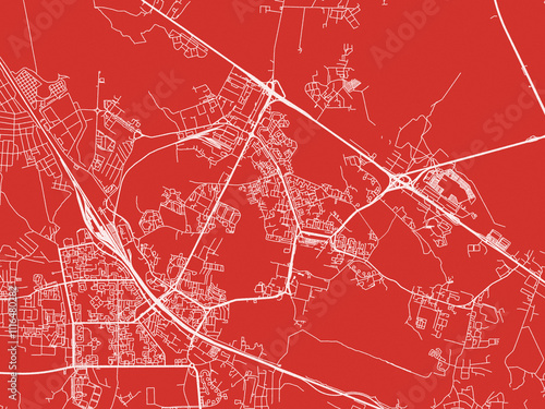 Christmas Map of Zelenograd, Russia in Snowy White on Festive Red Background. photo