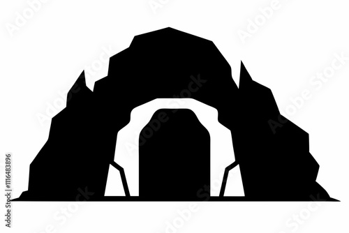 A simple Cave Entrance silhouette black vector