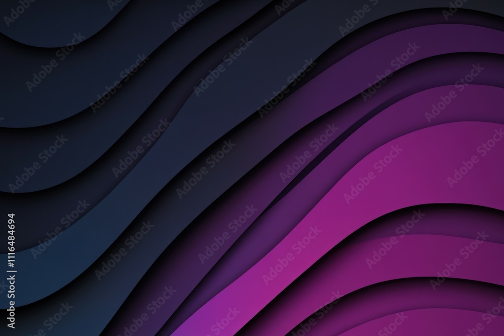 Fototapeta premium Abstract design with flowing waves in dark and purple hues