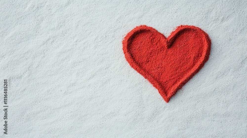 Fototapeta premium Heart-shaped love symbol in red sand an artistic indoor minimalist display