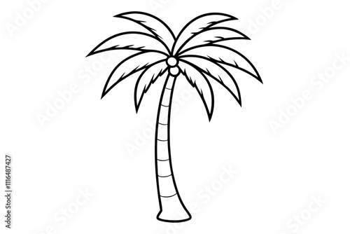 A simple Coconut Tree line art vector white background