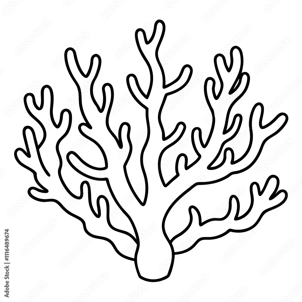 Obraz premium A simple Coral Reef line art vector white background