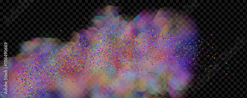An explosion of colorful smoke clouds.Multicolor fog with blue and yellow particles.Explosions of color powder.