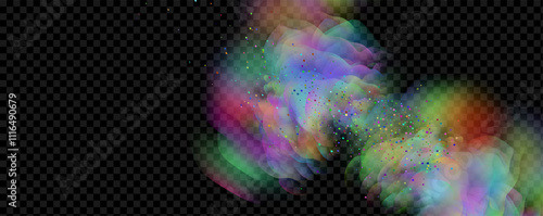 An explosion of colorful smoke clouds.Multicolor fog with blue and yellow particles.Explosions of color powder.