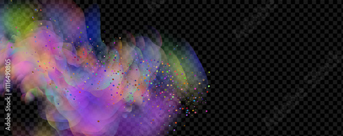 An explosion of colorful smoke clouds.Multicolor fog with blue and yellow particles.Explosions of color powder.