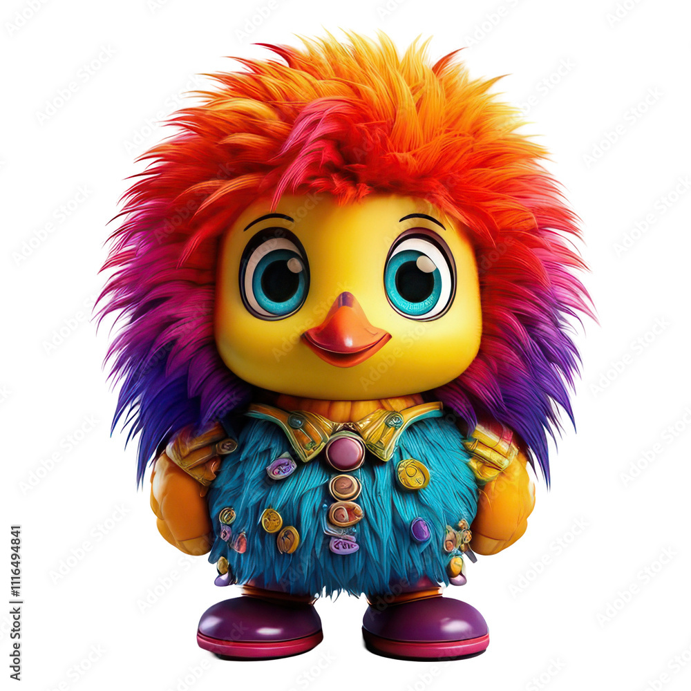 Fototapeta premium Colorful whimsical bobblehead vibrant cartoon character design, transparent background