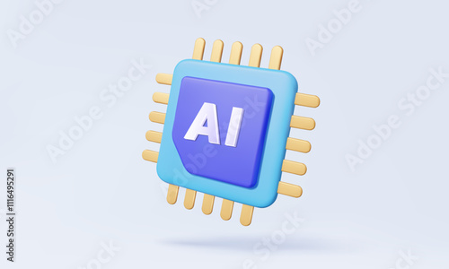 AI Chip technology artificial intelligence latters and circuit engineering electronic microchip new innovation future microprocessor algorithms learning concept 3D vector illustration
