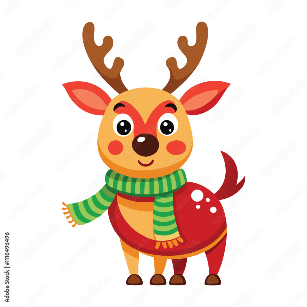 Fototapeta premium vector Cheerful Reindeer for Kids Christmas Coloring Fun