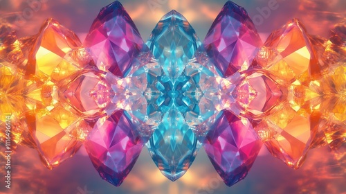 Prismatic Harmony - A Symmetrical Glow of Crystals