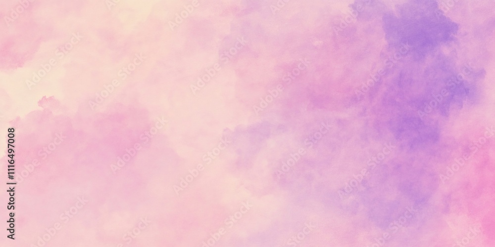 Obraz premium Dreamy soft pink and purple watercolor wash provides a textured background, ideal for adding a gentle pop of color to designs