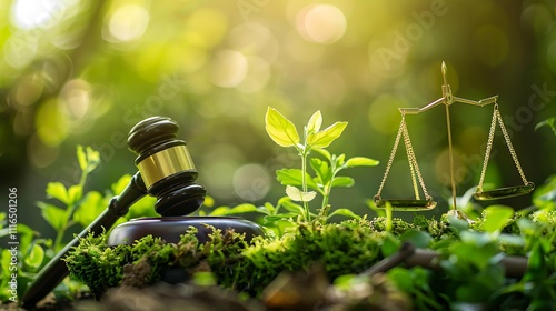 Environment Law for Sustainability and Climate: Gavel Resting on Legal Documents, Symbolizing the Role of Legislation in Protecting the Environment and Promoting Sustainable Practices