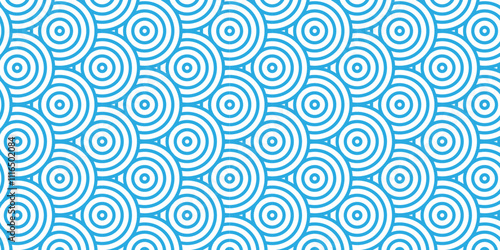 Vector blue overlapping and fabric pattern with waves geometric retro white background. blue seamless overlap stripe geomatics create retro line pattern background	
