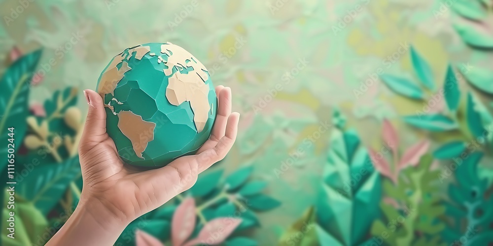 Environment World Earth Day Concept: Hand Gently Placing a Piece of Wood, Symbolizing Nature Conservation, Sustainability, and the Importance of Protecting Our Planet's Ecosystems Environment World Earth Day Concept: Hand Gently Placing a Piece of Wood, Symbolizing Nature Conservation, Sustainability, and the Importance of Protecting Our Planet's Ecosystems