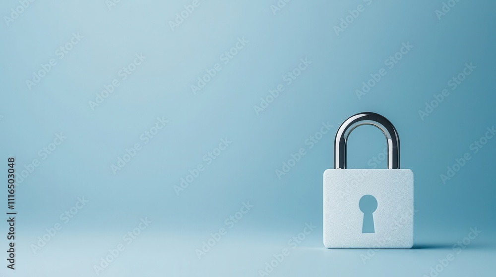 Fototapeta premium Secure Lock on Blue Background for Safety and Protection Concept Illustration in Digital Security and Privacy Management