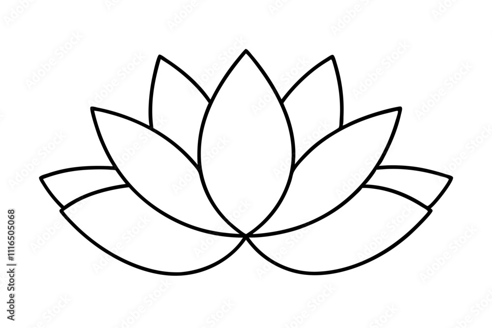 Fototapeta premium A simple Lotus Flower line art vector white background