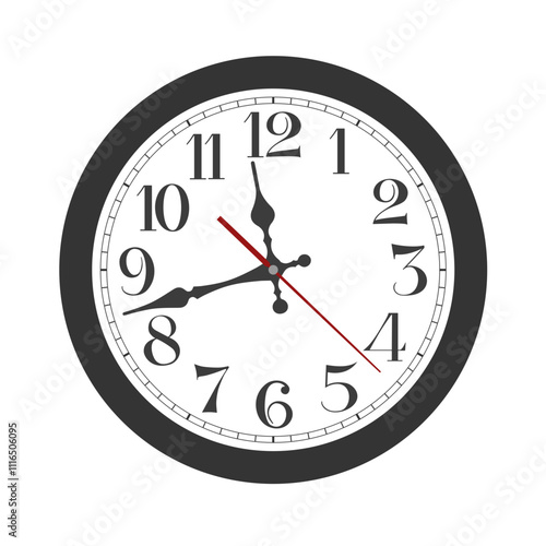 Vector black classic round  wall clock isolated on white background