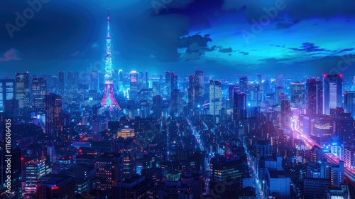 Tokyo Skyline Night Lights