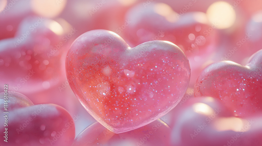 Fototapeta premium pink heart shaped confetti