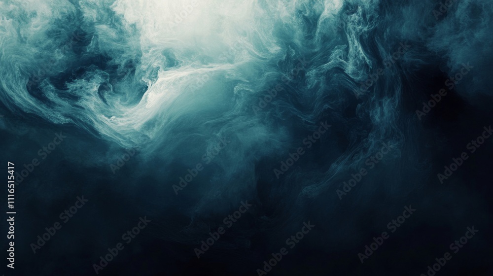 Obraz premium Abstract Swirling Smoke in Teal and White
