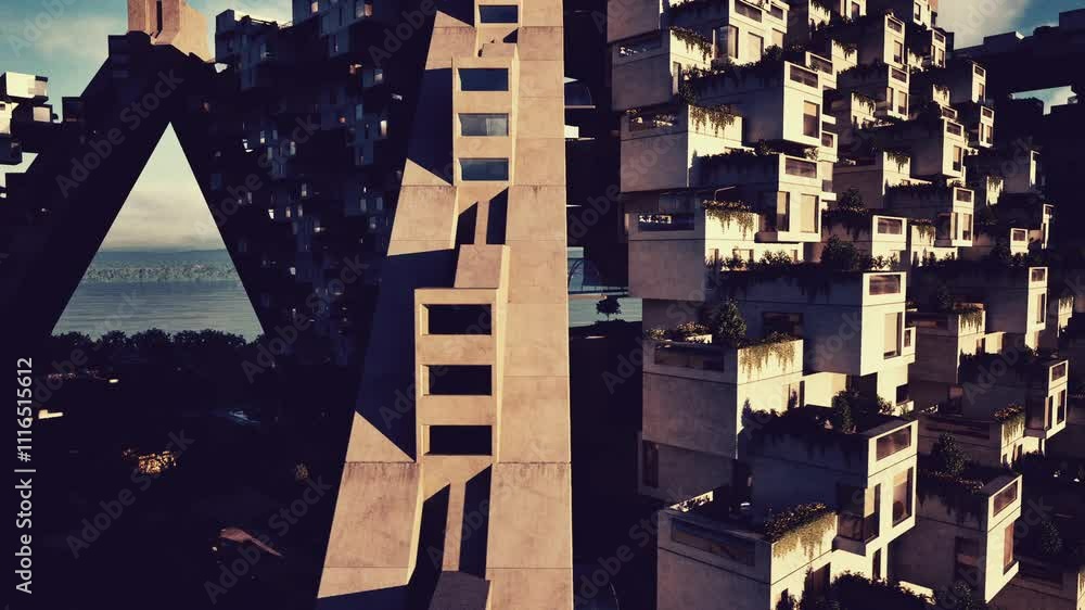 Striking modern buildings with angular designs are showcased ...