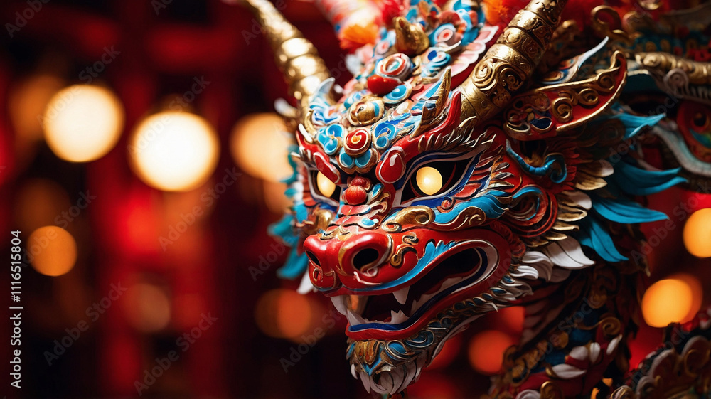 Lunar New Year Dragon Dance Mask Detail Lunar New Year Dragon Dance Mask Detail