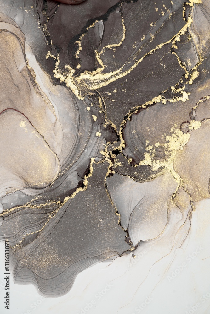 Obraz premium Original artwork photo of marble ink abstract art. High resolution photograph from exemplary original painting. Abstract painting was painted on HQ paper texture to create smooth marbling pattern.