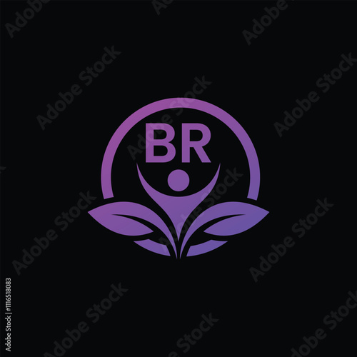 BR Leaf Logo Design Vector illustration template, BR Leaf logo photo