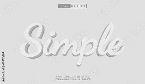 Editable 3d text style effect - Simple White text effect