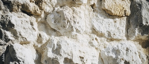 Weathered stone wall showcasing the rugged textures and intricate formations of ancient architecture. photo