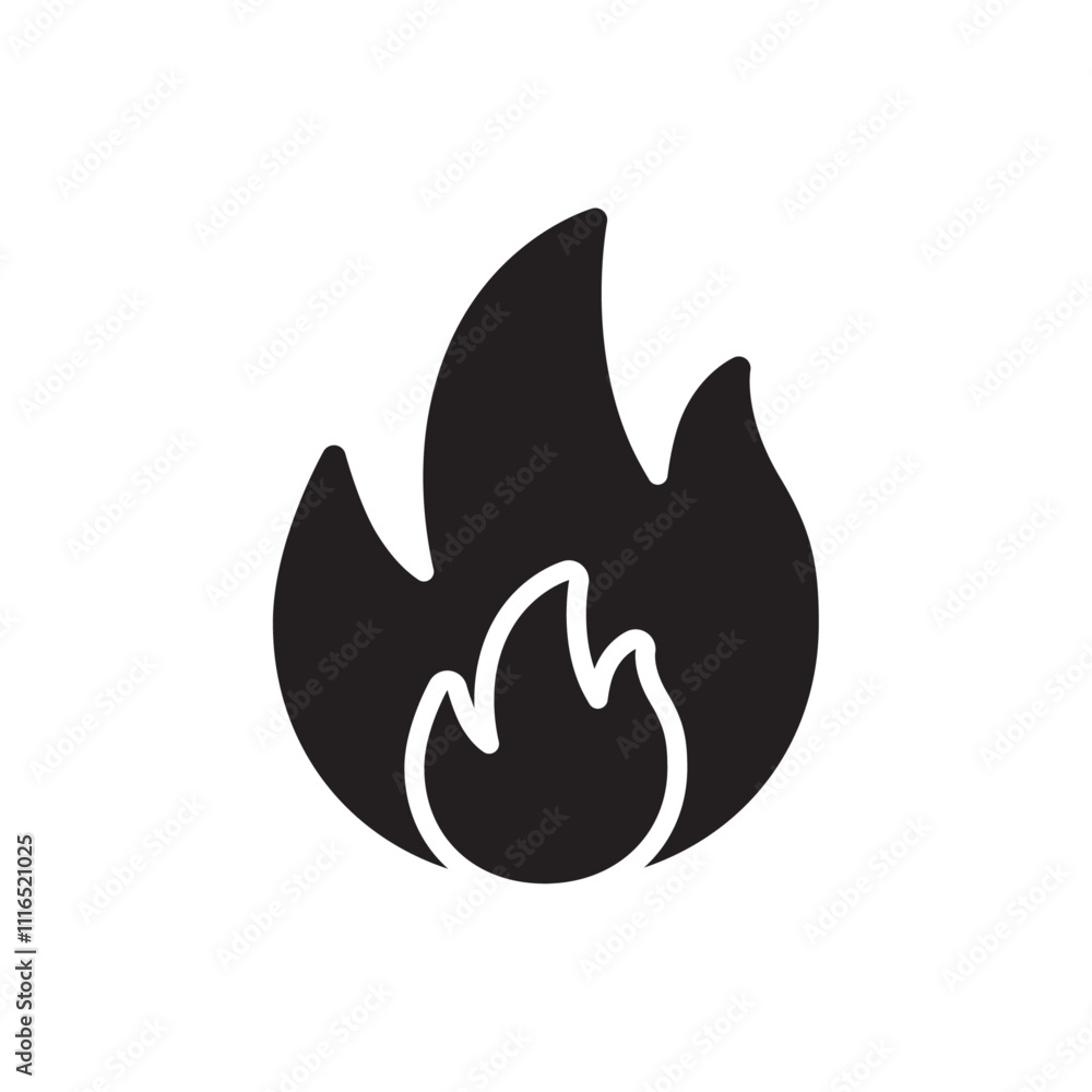 Fire icon Flat line illustration Fire icon Flat line illustration