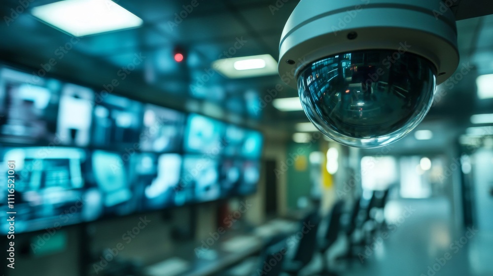 Security Camera in a Surveillance Room with Monitors Security Camera in a Surveillance Room with Monitors