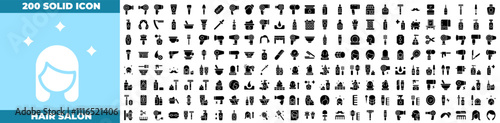 Hair Salon Solid Editable Icons set.