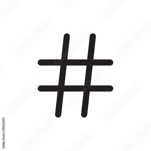 Hashtag icon Flat line illustration