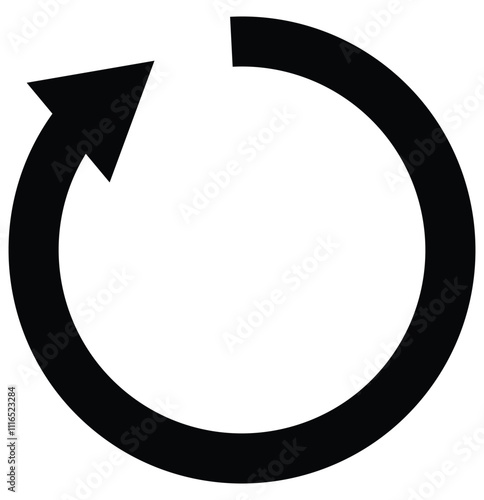 Circle arrow clipart isolated icon. Round reload sign, repeat icon, rotate arrow symbol, Vector illustration.