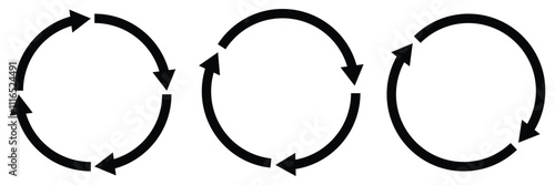 Refresh icon set. Refresh, reload, recycle, loop rotation, update icon, convert sign collection. Vector illustration. 
