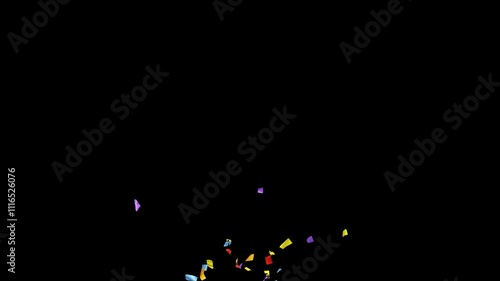 Huge explosion of confetti and colored ribbons, New Year's Eve celebration.